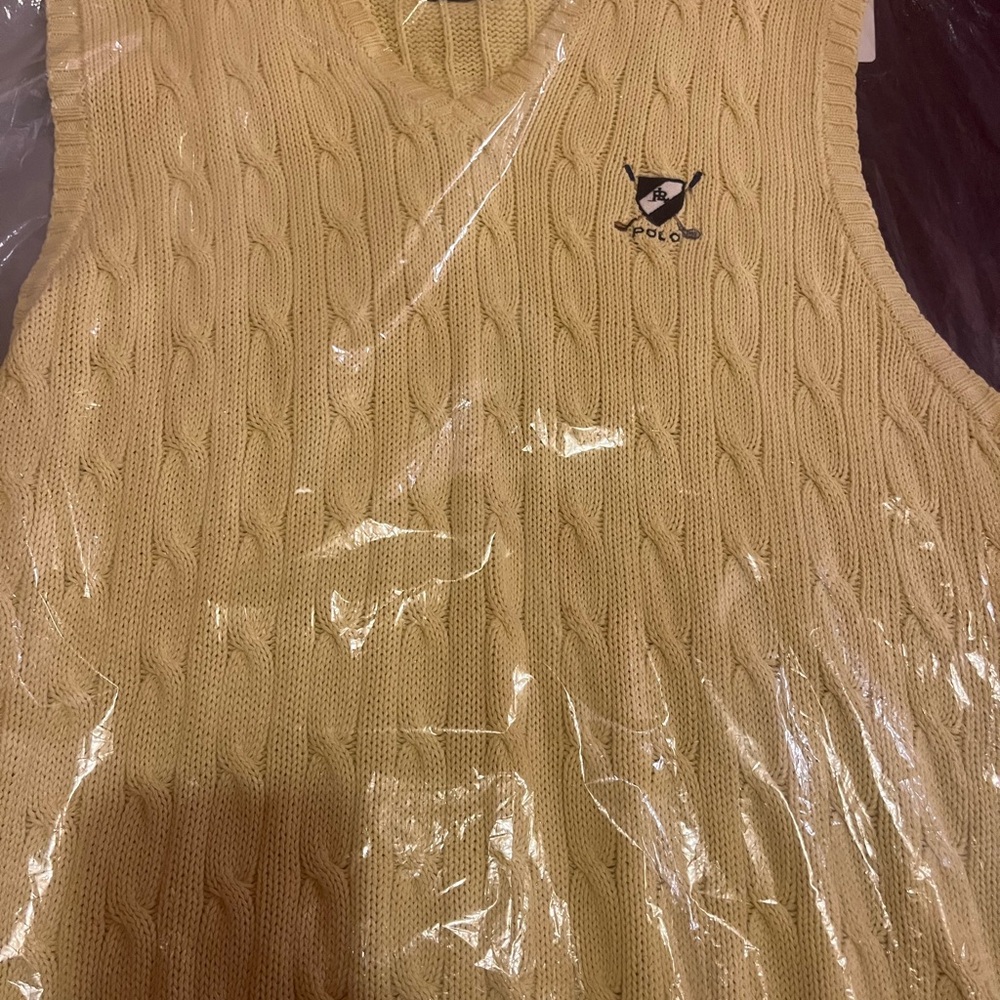 Yellow Cable Knit Sweater Vest